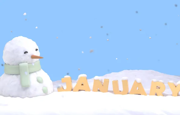 Winter, snow, letters, rendering, the inscription, graphics, a month, scarf