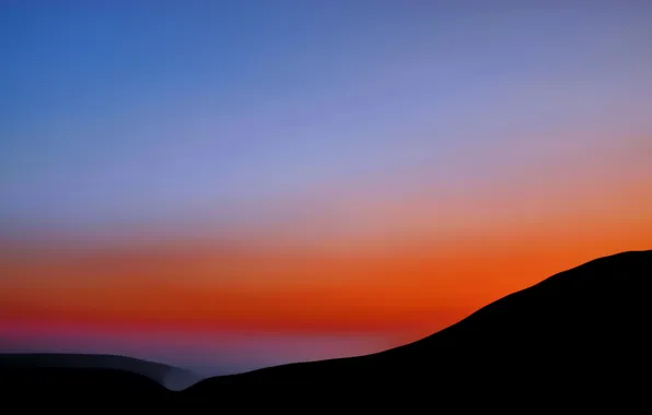 The sky, clouds, sunset, mountains