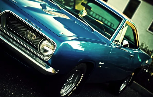 Blue, coupe, muscle car, Barracuda, Plymouth, the front, Muscle car, Barracuda