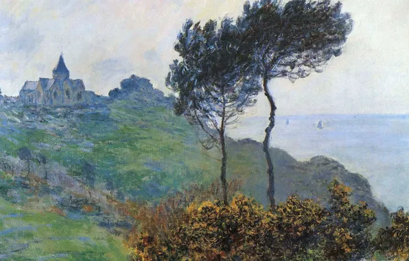 Picture landscape, picture, Claude Monet, The Church in Varengeville. Overcast