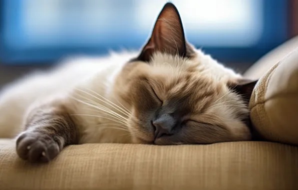 Cat, cat, pose, sofa, sleep, sleeping, lies, pillow