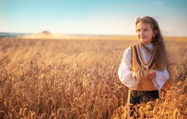 Field, summer, the sun, light, nature, pose, mood, girl