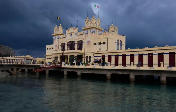 Sea, beach, Italy, restaurant, Palermo, Mondello