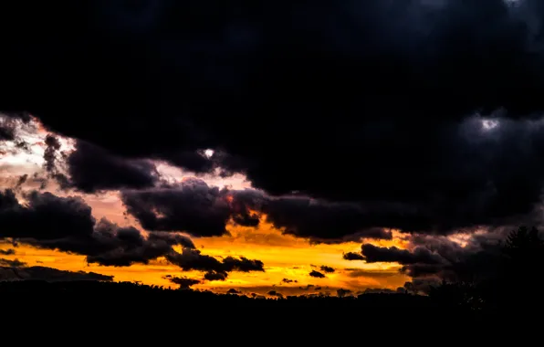 Dark, Clouds, Sky, Sunset, View, Gloomy