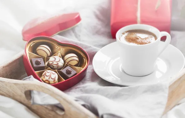 Candy, love, romantic, chocolate, gift, coffee, breakfast, valentine`s day