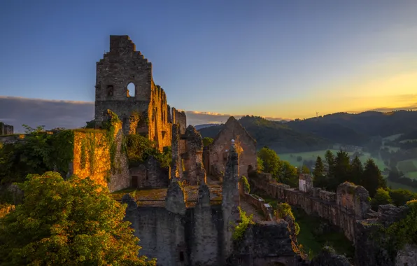 The sky, old, castle, ruins, architecture
