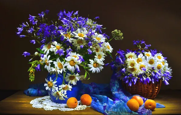 Flowers, still life, apricots, bouquets
