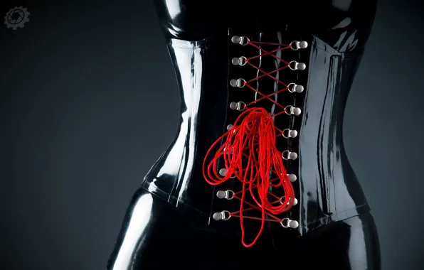 Latex, Corset, red, lacing