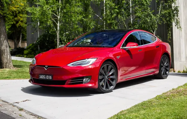 Red, Tesla, Model S, P90D