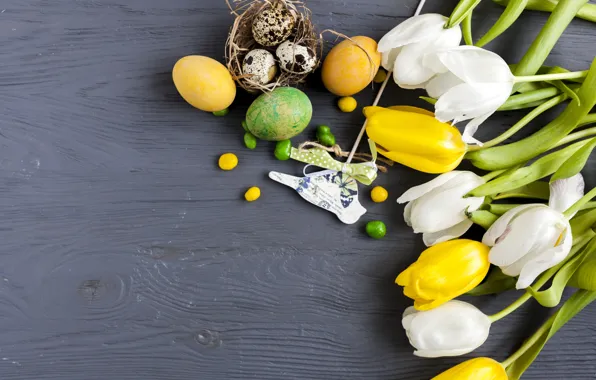 Holiday, bouquet, Easter, tulips, wood, flowers, tulips, decor