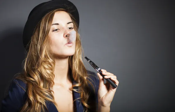 Girl, hand, hat, breath, cigarette, couples, beautiful, smokes