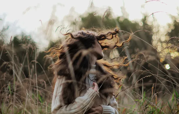 Girl, spikelets, curls