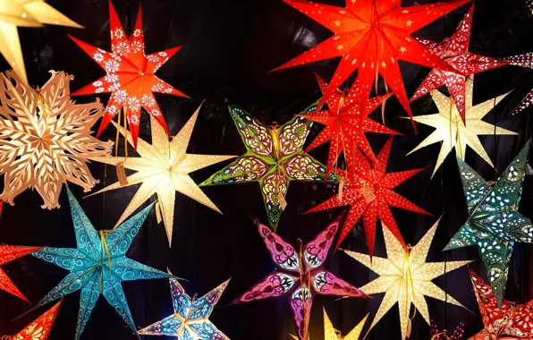 Lights, star, Germany, Bayern, Nuremberg, Christmas market, Christmas market