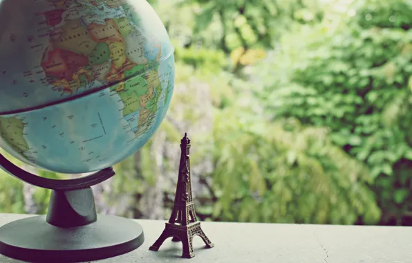 The world, Eiffel tower, figurine, globe, figure