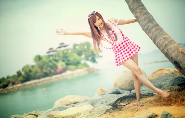 Picture sand, look, water, landscape, pose, Palma, stones, mood