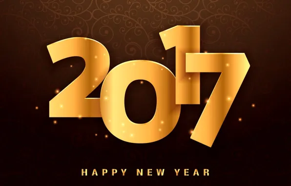 New Year, golden, new year, happy, decoration, 2017, holiday celebration