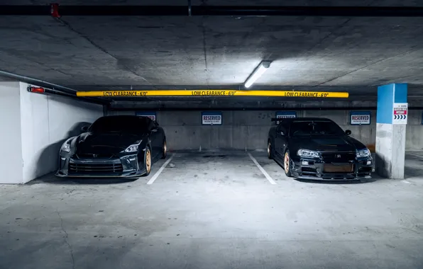 Picture GTR, Nissan, Black, R35, R34, Parking, Face