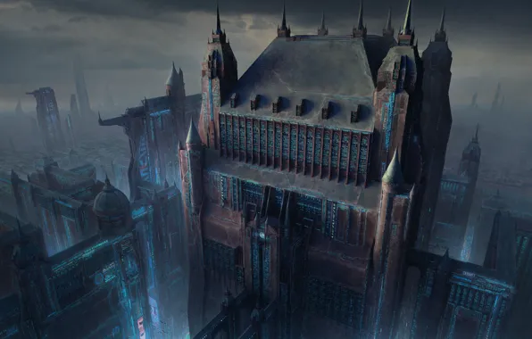The city, fog, building, architecture, Normandy