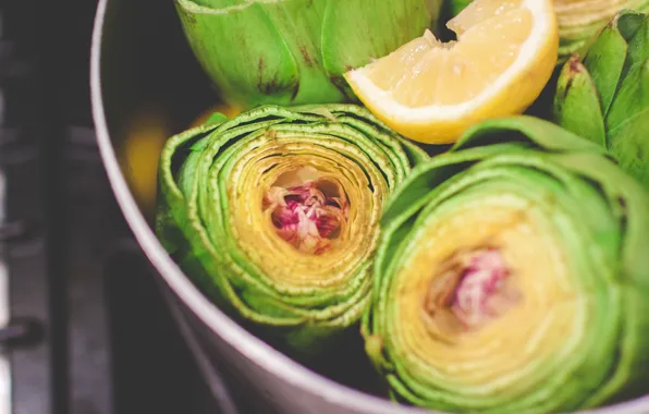 Picture yellow, green, lemon, artichokes