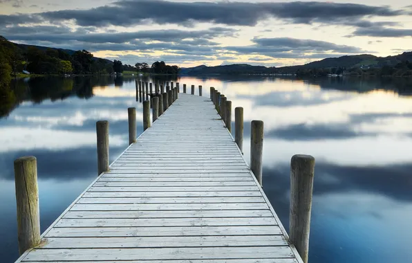 Landscape, bridge, lake