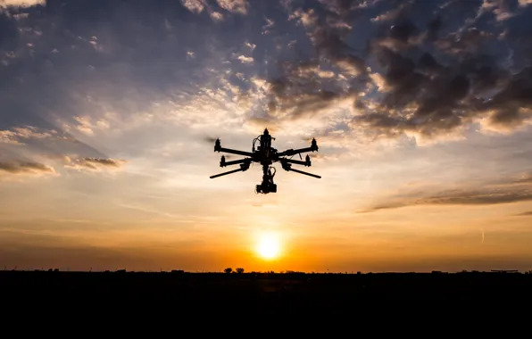 Picture sunset, clouds, drone