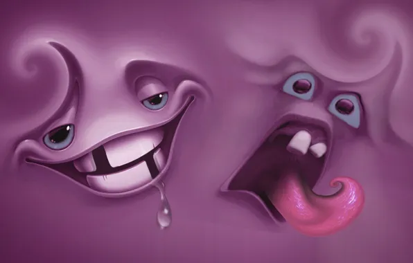 Look, Monsters, Smile, Teeth, Eyes, Muzzle, Purple Ghosts