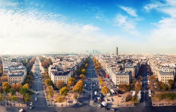 Picture autumn, the sky, the city, road, Paris, home, France