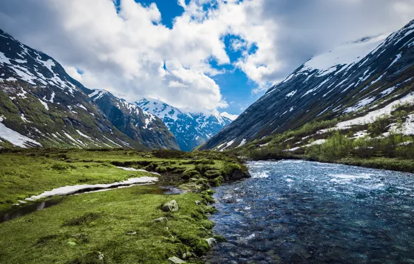Mountains, nature, river, Norway, Norway