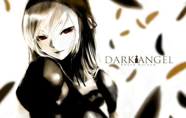 Wallpaper look, white background, red eyes, rozen maiden, suigintou
