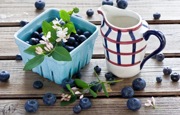 Berries, blueberries, blueberries, jug