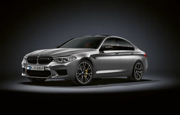 Picture grey, background, BMW, sedan, dark, 4x4, 2018, 625 HP
