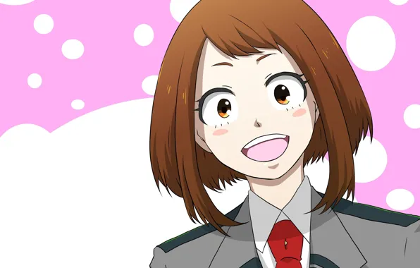 Girl, smile, background, Boku No Hero Academy, rtwy, My Hero Academy, Uraraka, Ochako