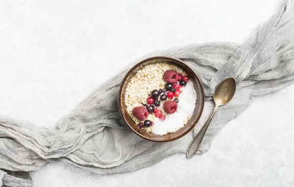 Berries, Breakfast, fruit, cereal