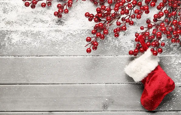 Snow, Berries, New year, Holiday, Board, Template, Boots