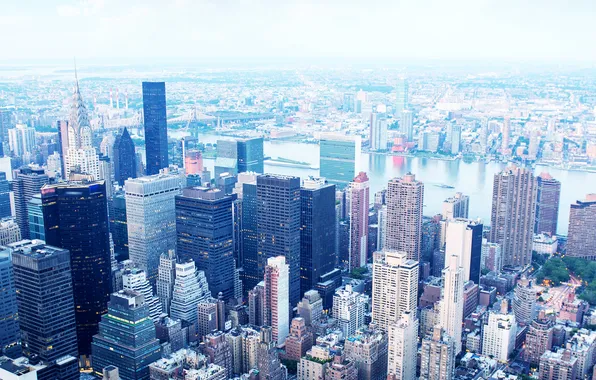New York, skyscrapers, panorama, USA, Manhattan, megapolis