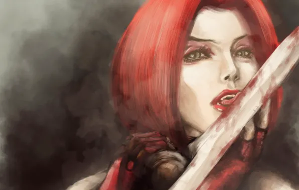 Picture look, blood, the game, art, red hair, BloodRayne, versa