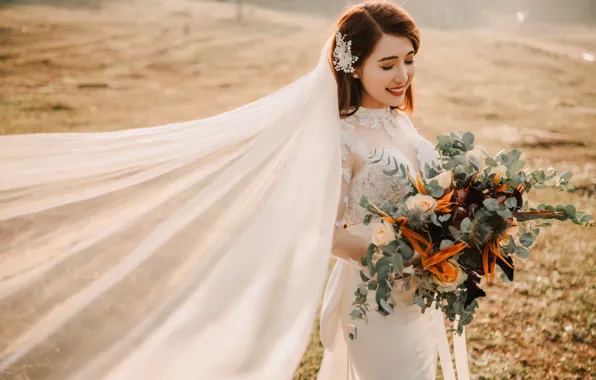 Picture girl, flowers, the bride