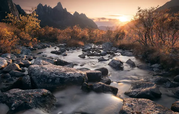 Autumn, mountains, river