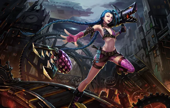Girl, weapons, pomegranate, home, art, gear, League of Legends, LoL