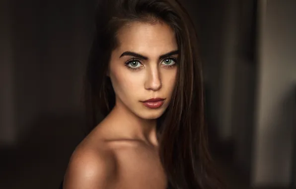 Look, girl, background, model, portrait, makeup, brunette, hairstyle