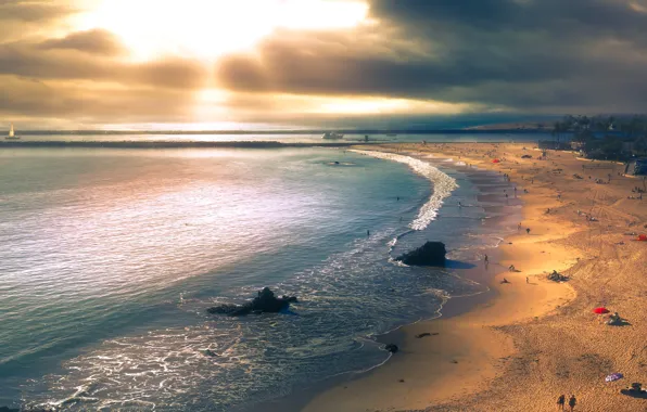 Sea, beach, rocks, coast, surf