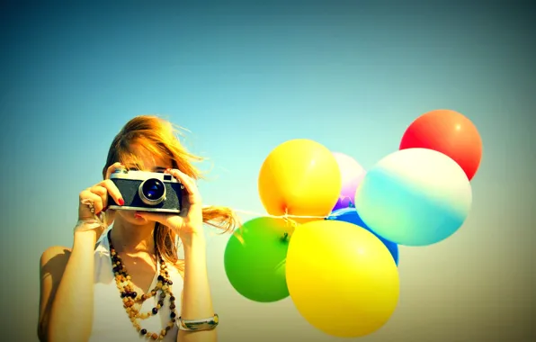 Picture the sky, girl, balls, background, widescreen, balls, Wallpaper, mood