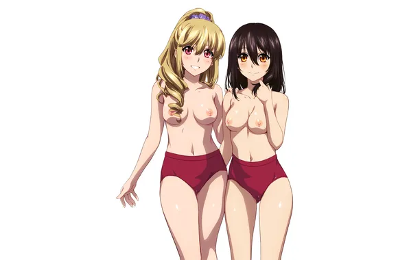 Sexy, shorts, erect nipples, long hair, girls, nipples, boobs, anime