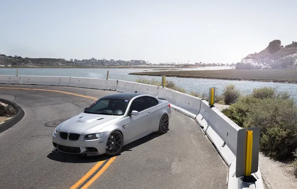 The sky, bmw, BMW, coupe, silver, the view from the top, e92, silvery