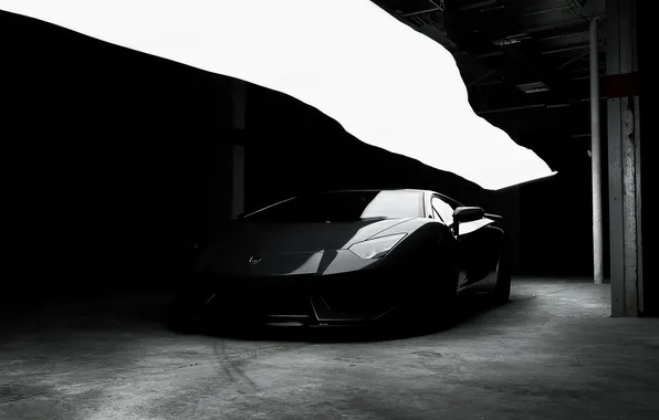 Grey, wall, lamborghini, grey, the front, aventador, lp700-4, Lamborghini