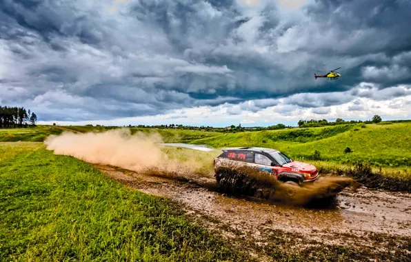 Sport, Speed, Clouds, Helicopter, Race, Dirt, Rally, Rally