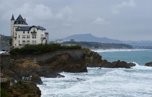Mountains, storm, the ocean, France, home