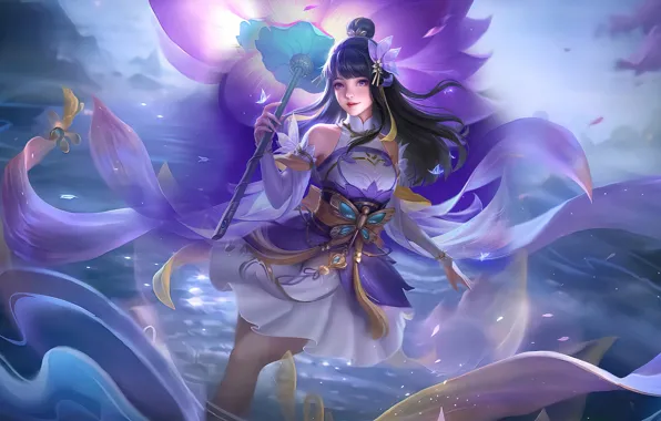 Picture water, girl, fantasy, kagura, Mobile Legends: Bang Bang!, lostos