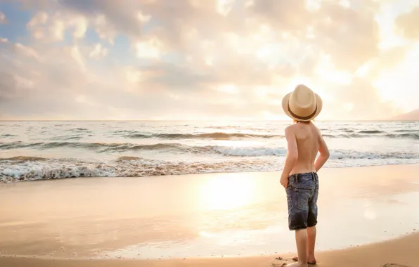 Sea, nature, boy