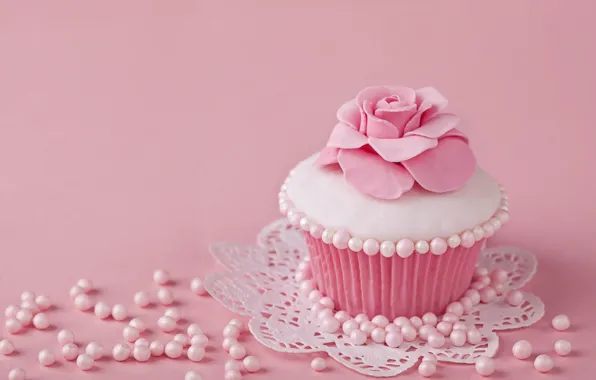 Picture decoration, pink, cream, pink, sweet, cupcake, cupcake, baby